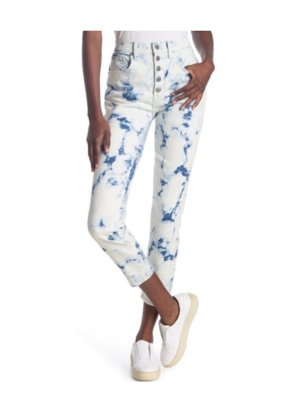 Veronica Beard Debbie high-rise skinny jeans button fly tie dye